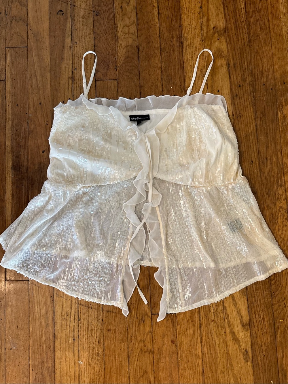 NWT Studio by Torrid 3 White Sequence and Tulle Tank Top Fairycore tank top fro